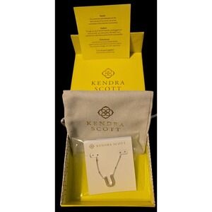 Kendra Scott Letter U Pendant Necklace Rhodium Tone Initial Necklace New in Box